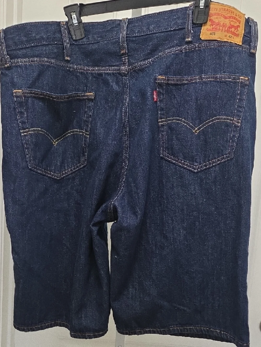 Levi's Blue Patterned Denim Shorts with Silver Grommets - Picture 4 of 4